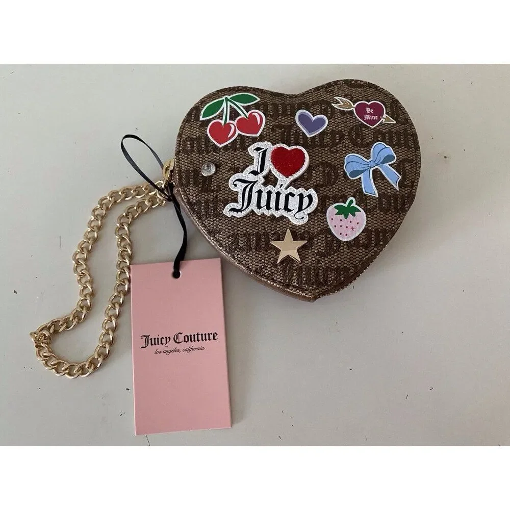 Juicy Couture All Things Juicy Zip Around Heart Wallet Be Mine‎ Chestnut Chino